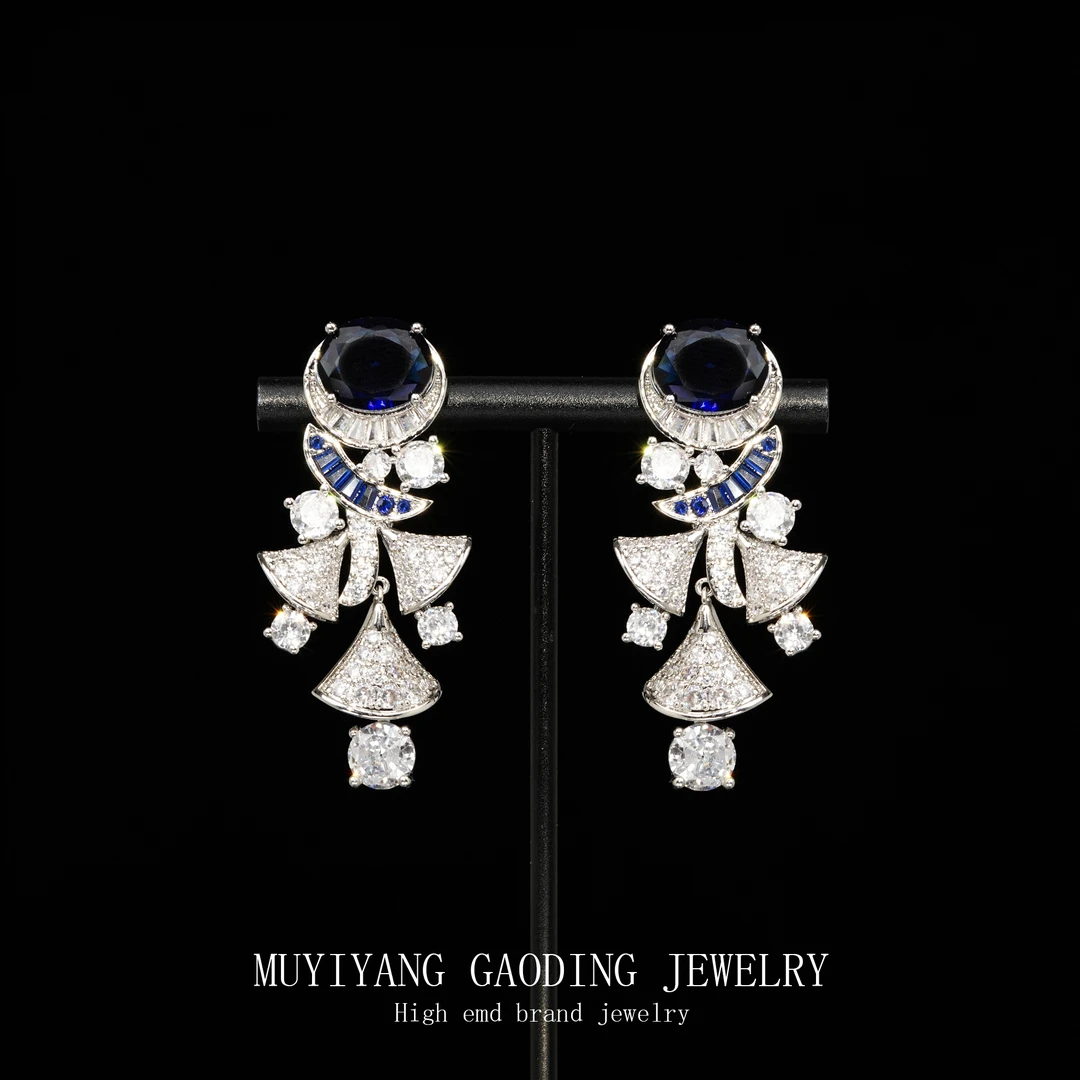 铜合金合成锆石耳饰 外贸高品高奢耳钉A357