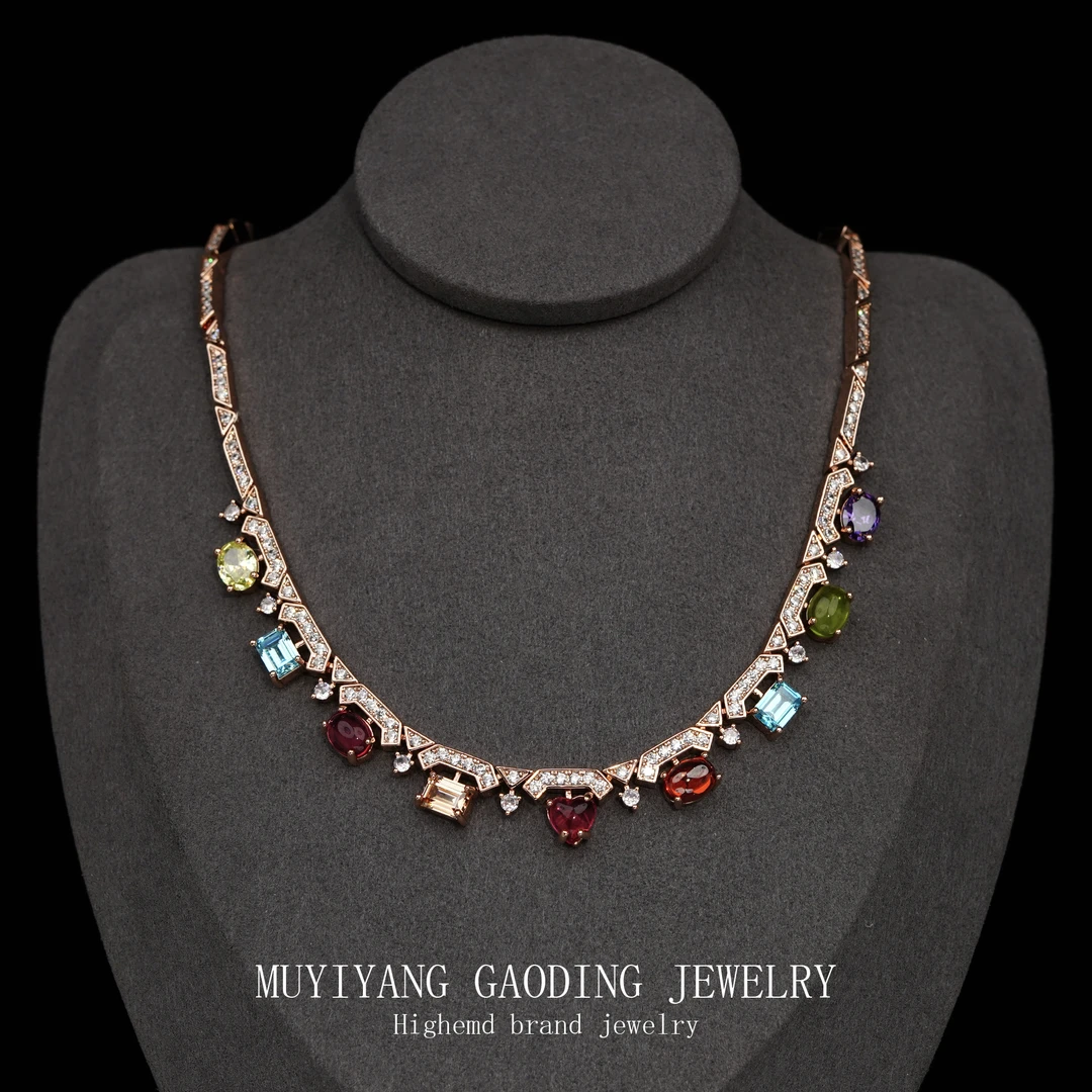 铜合金合成锆石项链 外贸高品高奢精致小众设计师项链A468