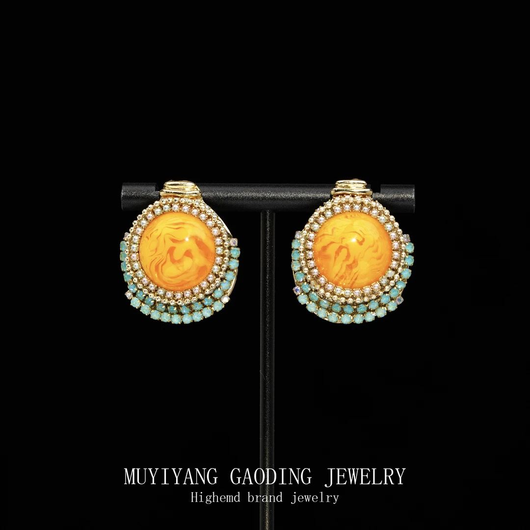 铜合金合成锆石耳饰 外贸高品高奢耳钉A365