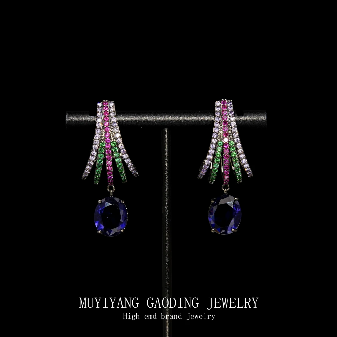 铜合金合成锆石耳饰 外贸高品高奢耳钉A339