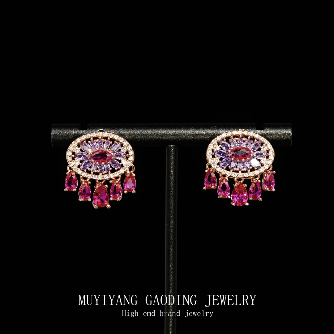 铜合金合成锆石耳饰 外贸高品高奢耳钉A143