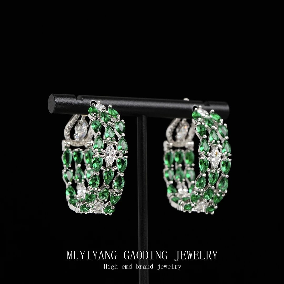 铜合金合成锆石耳饰 外贸高品高奢耳钉A273