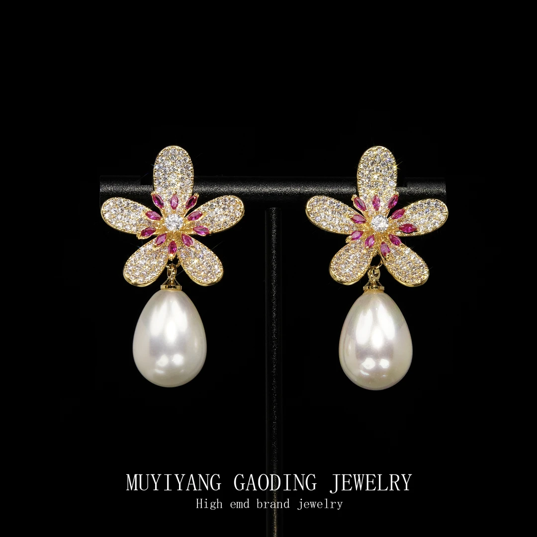 铜合金合成锆石耳饰 外贸高品高奢耳钉A210