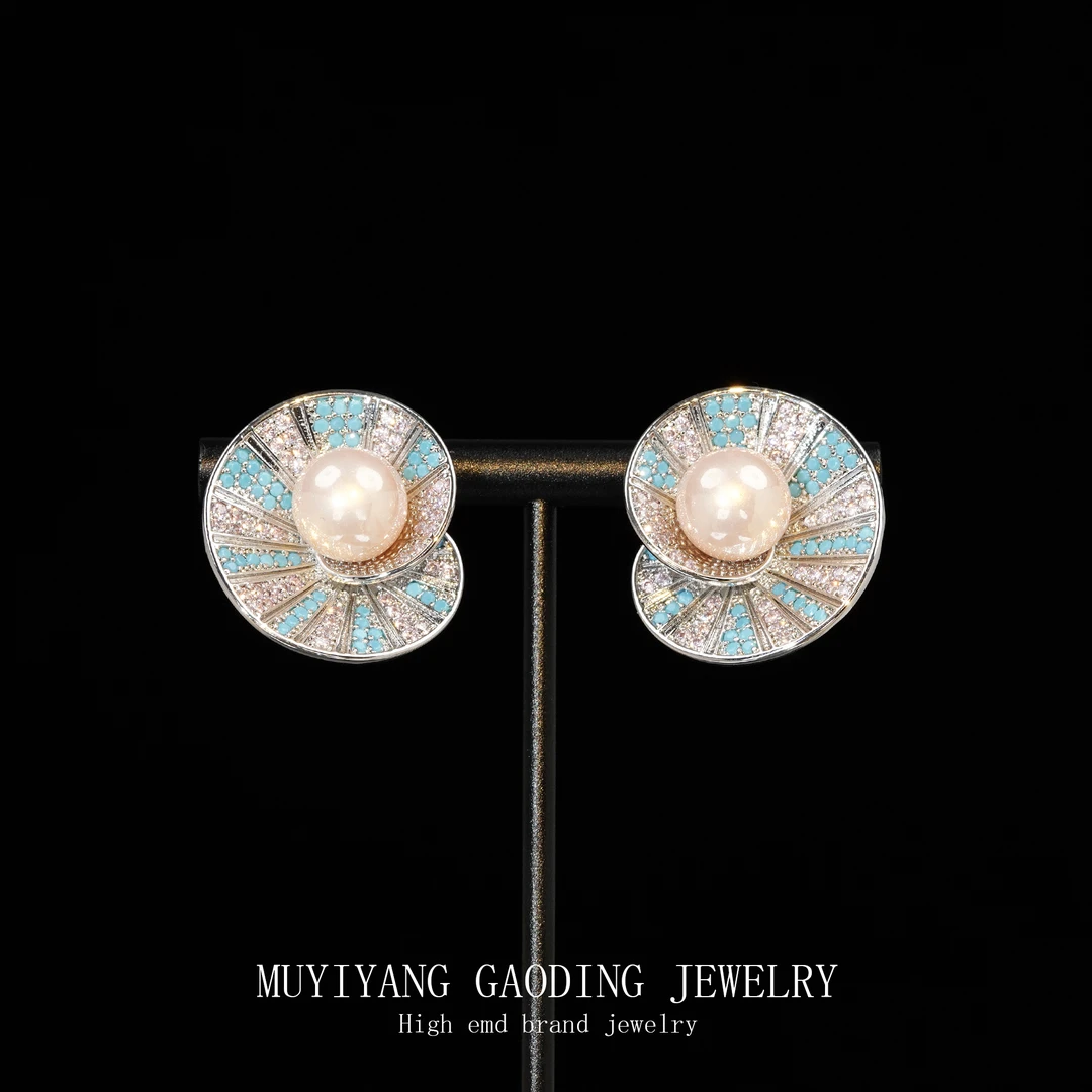 铜合金合成锆石耳饰 外贸高品高奢小众气质耳钉A173