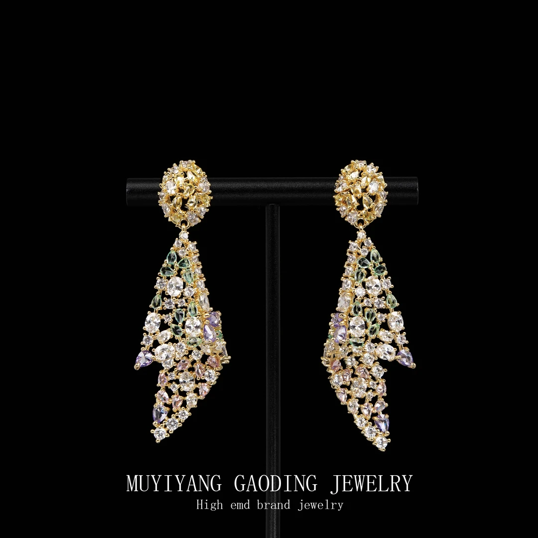 铜合金合成锆石耳饰 外贸高品高奢耳钉A278