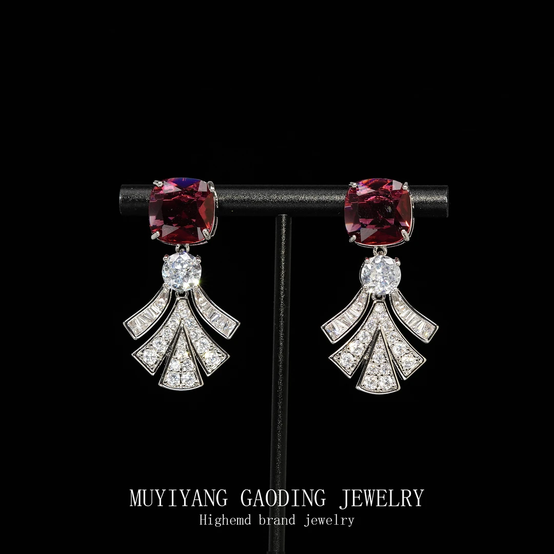 铜合金合成锆石耳饰 外贸高品高奢耳钉A416