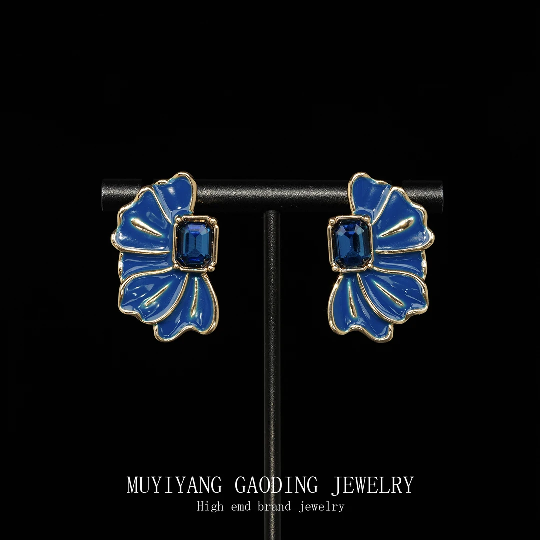 铜合金合成锆石耳饰 外贸高品高奢耳钉A218