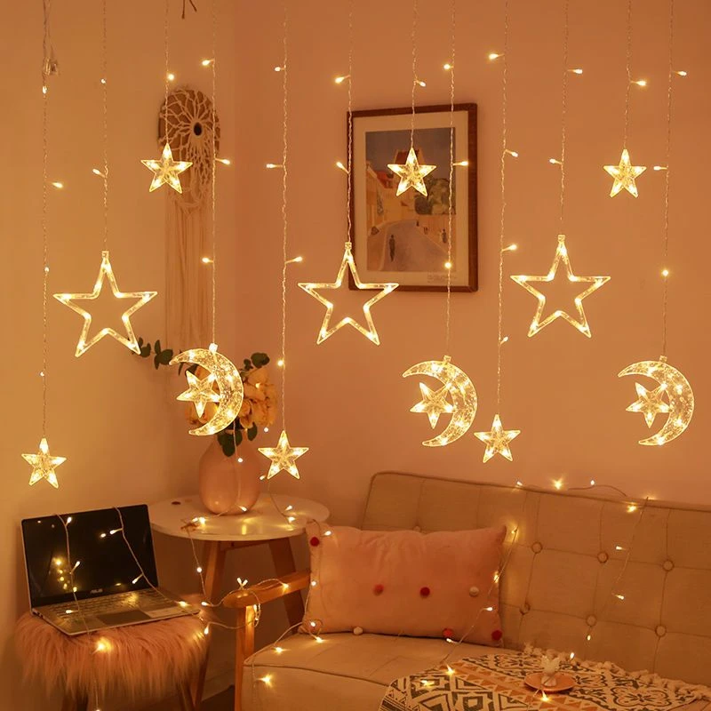 彩灯闪灯星星灯网红装饰灯房间圣诞装饰品少女卧室窗帘灯星星月亮