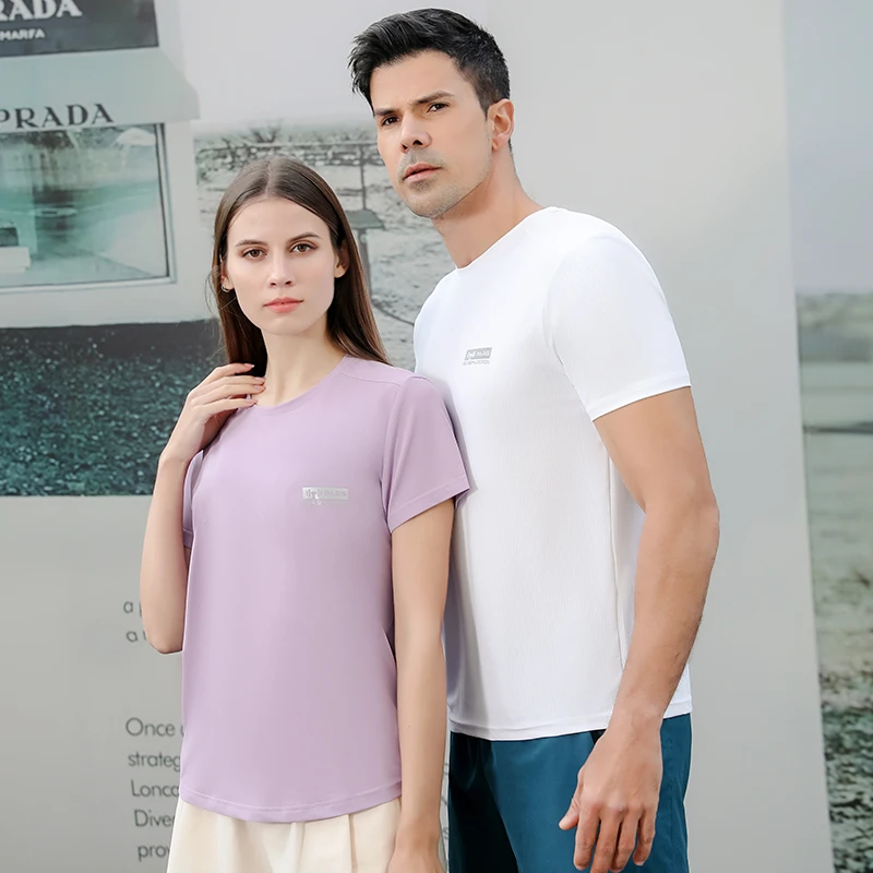 贝思羊茉莉速干短袖休闲宽松圆领弹力户外运动快干冰感薄款弹力T