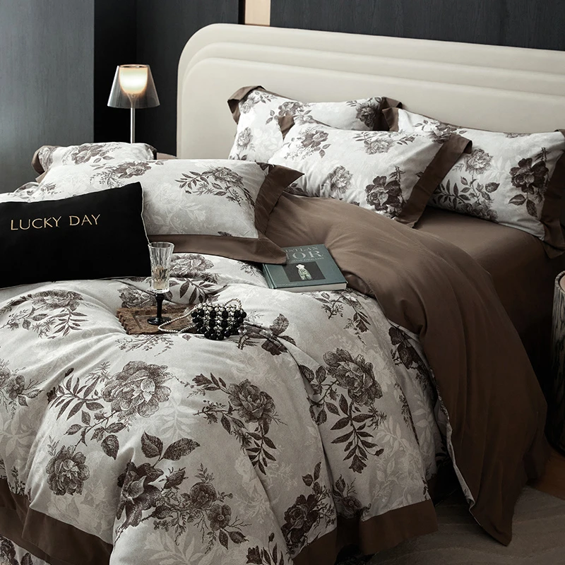 2025新款米拉德系列全棉数码磨毛四件套淳意咖