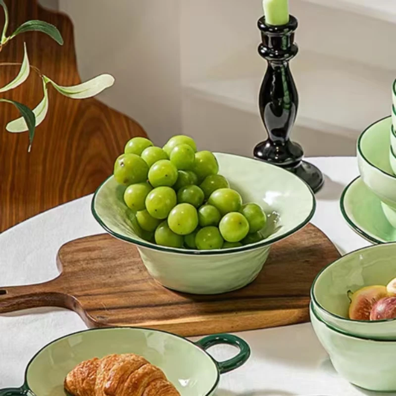 青松绿水果碗高颜值沙拉碗早餐酸奶碗燕麦碗甜品碗冰淇淋碗餐具碗
