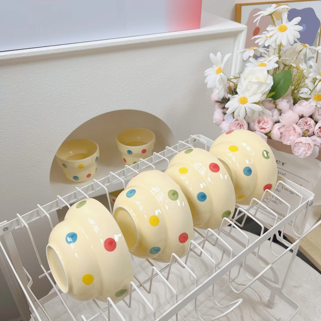 缤纷甜甜圈米饭碗家用陶瓷汤面碗早餐燕麦甜品碗高颜值釉下彩餐具