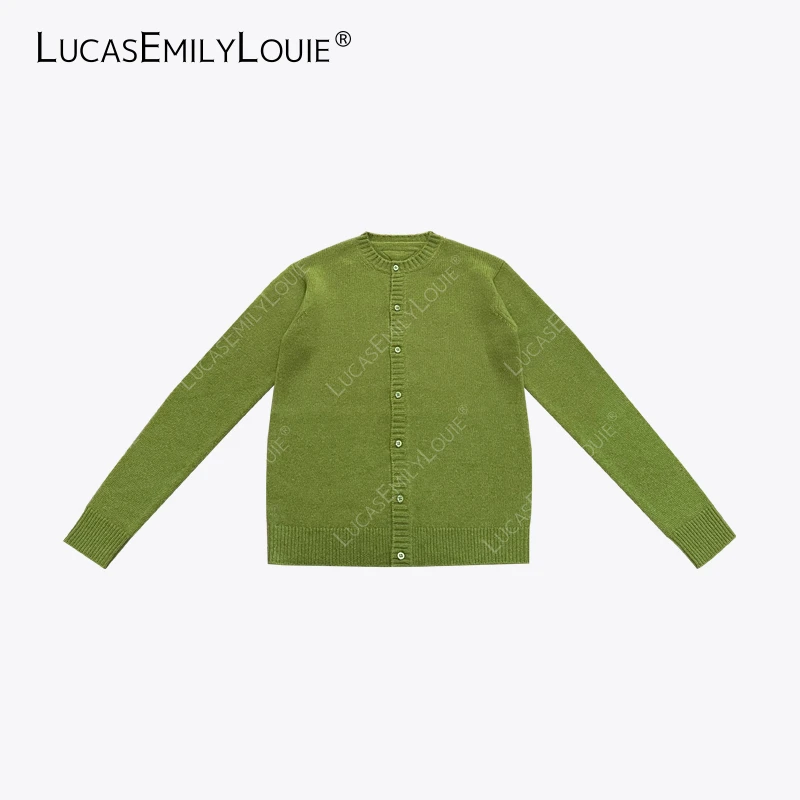 LUCASEMILYLOUIE 简约纯色澳洲进口羊毛针织毛衣开衫2410825