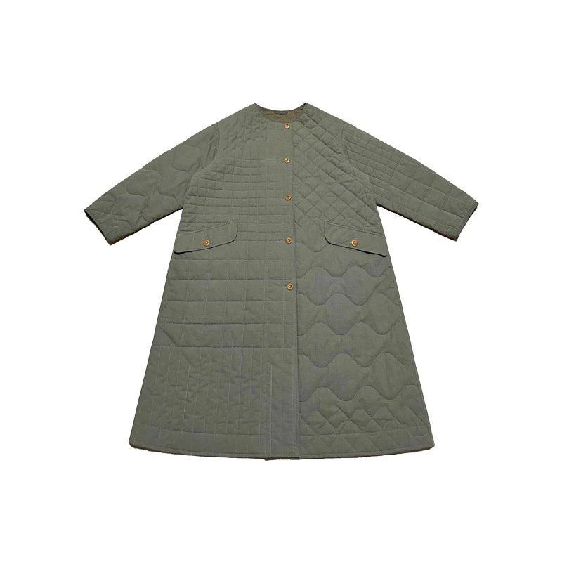 LUCASEMILYLOUIE 秋冬无领不规则绗缝阔型中长款外套2310974