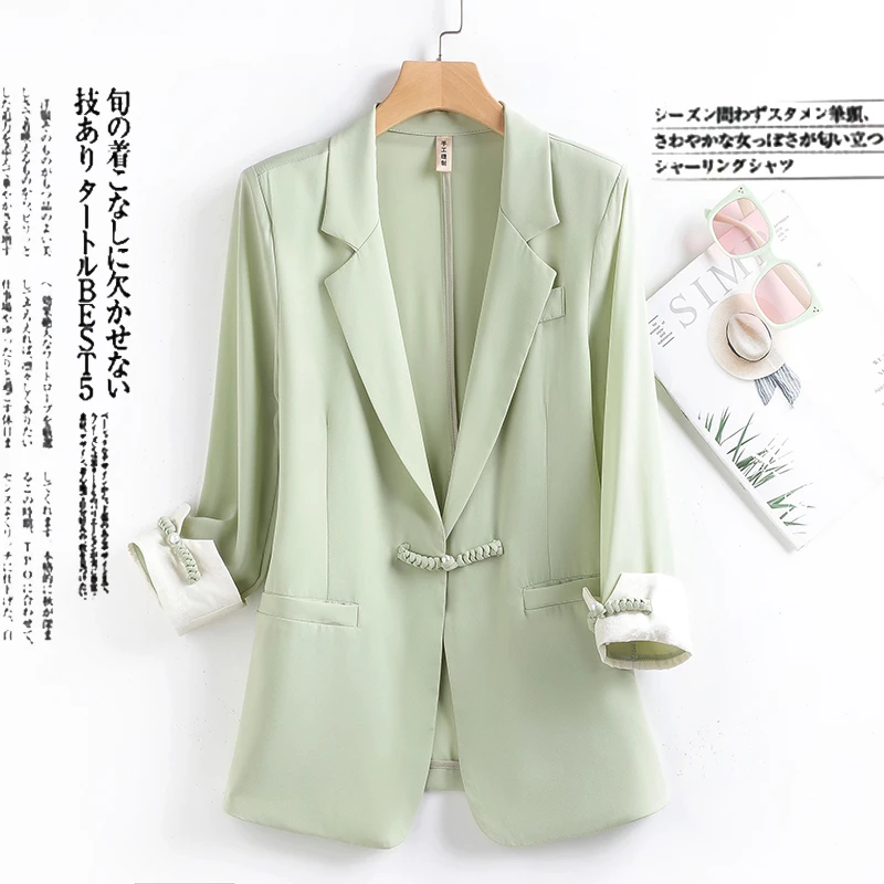 新中式西装外套盘扣职业高级女装2401宽松小西装显瘦网红薄款西服