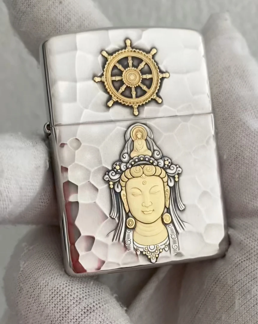 【925银錾金观心 蚊子老师】银盔甲机DIY3D浮雕打火机