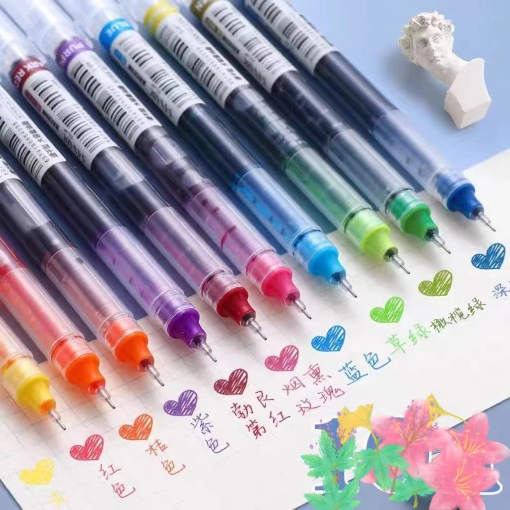 （福利）彩色直液式中性笔0.5针直液式走珠笔学生手帐