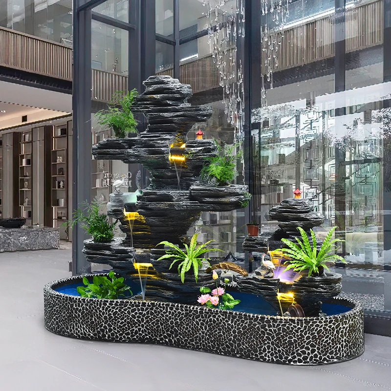 假山流水喷泉户外别墅花园假山瀑布室内阳台办公酒店大厅景观装饰