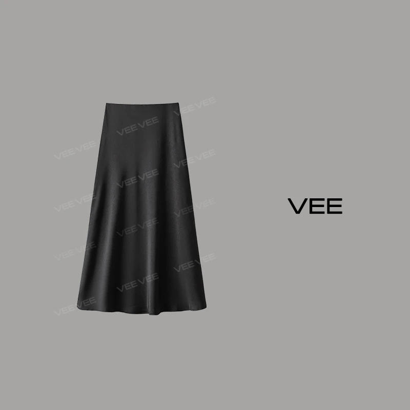 【短视频】VEE【人鱼玫瑰】复古摩登优雅哑光素色压纹鱼尾长半裙