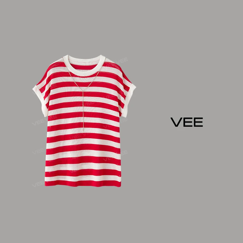 VEE【假日海岸】新款上衣宽松时尚气质休闲小众条纹针织衫