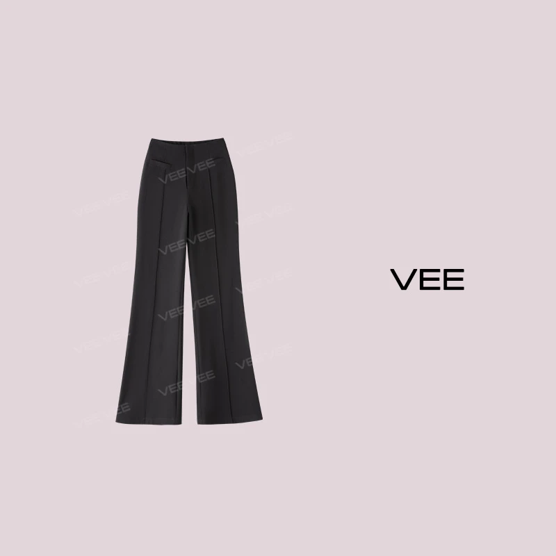 VEE【爱乐之境】时尚简约垂感休闲新款纯色显瘦微喇裤
