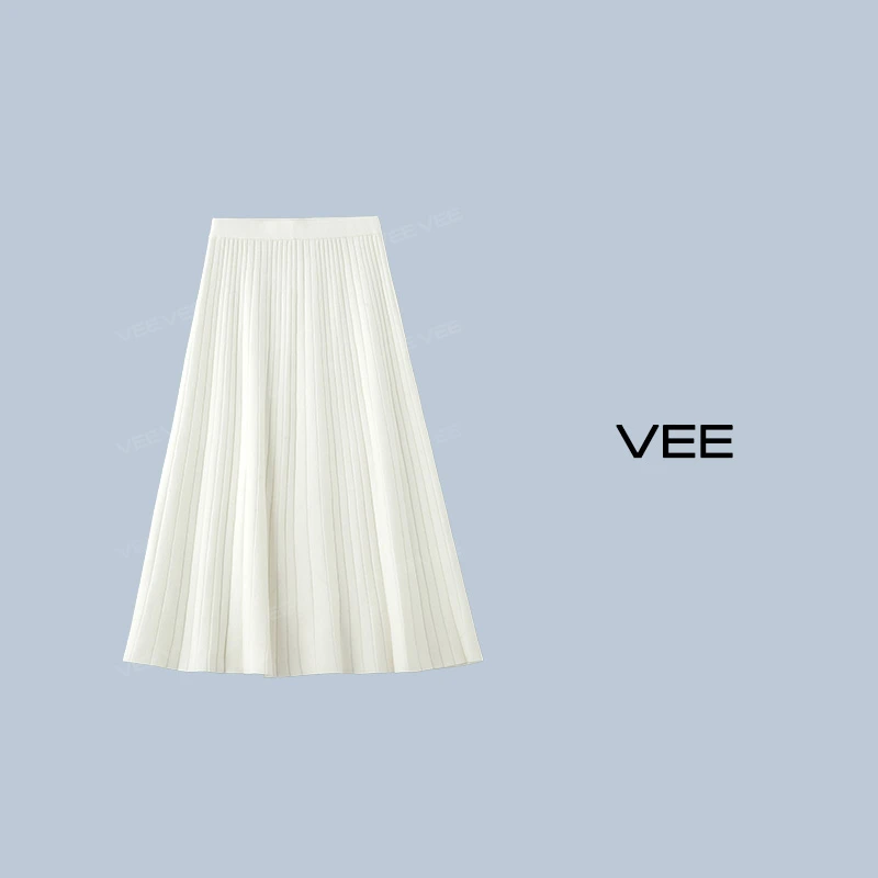【短视频】VEE【梵高印象】新款时尚百搭显瘦创意提花百褶针织半裙