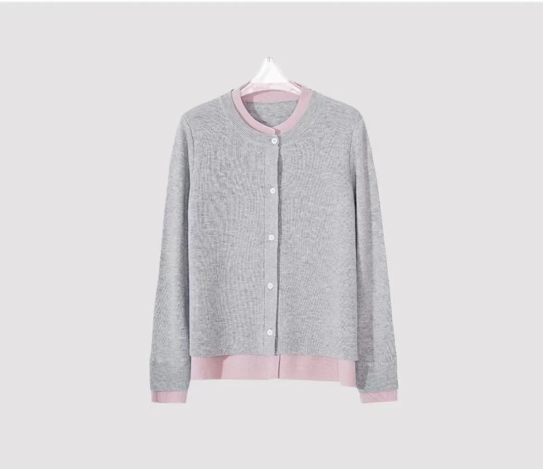 100%绵羊毛衫女开衫外套时尚百搭针织衫休闲女式开衫外套88026