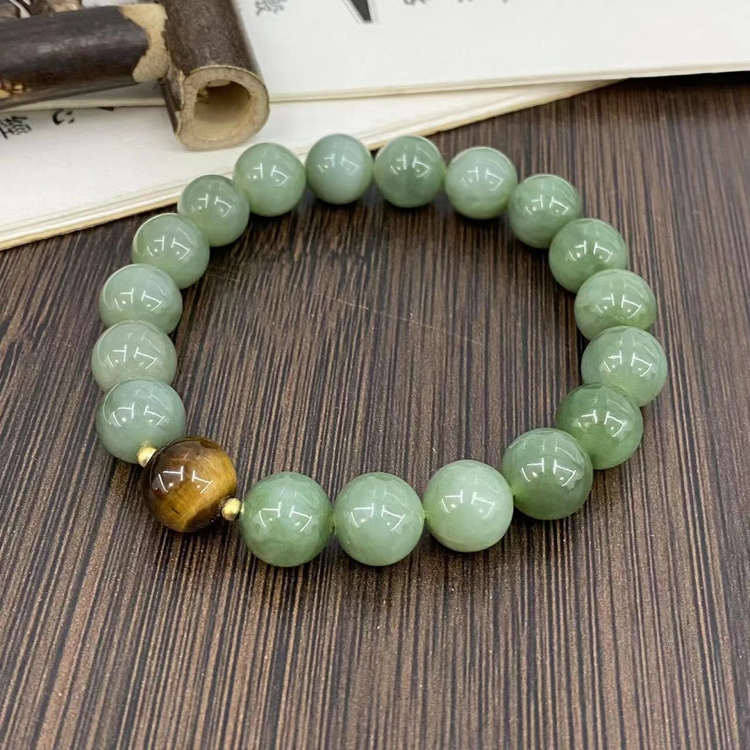 【 矿姐珠宝】和田玉手串时尚女士珠子9mm+精美单圈弹力气质百搭款