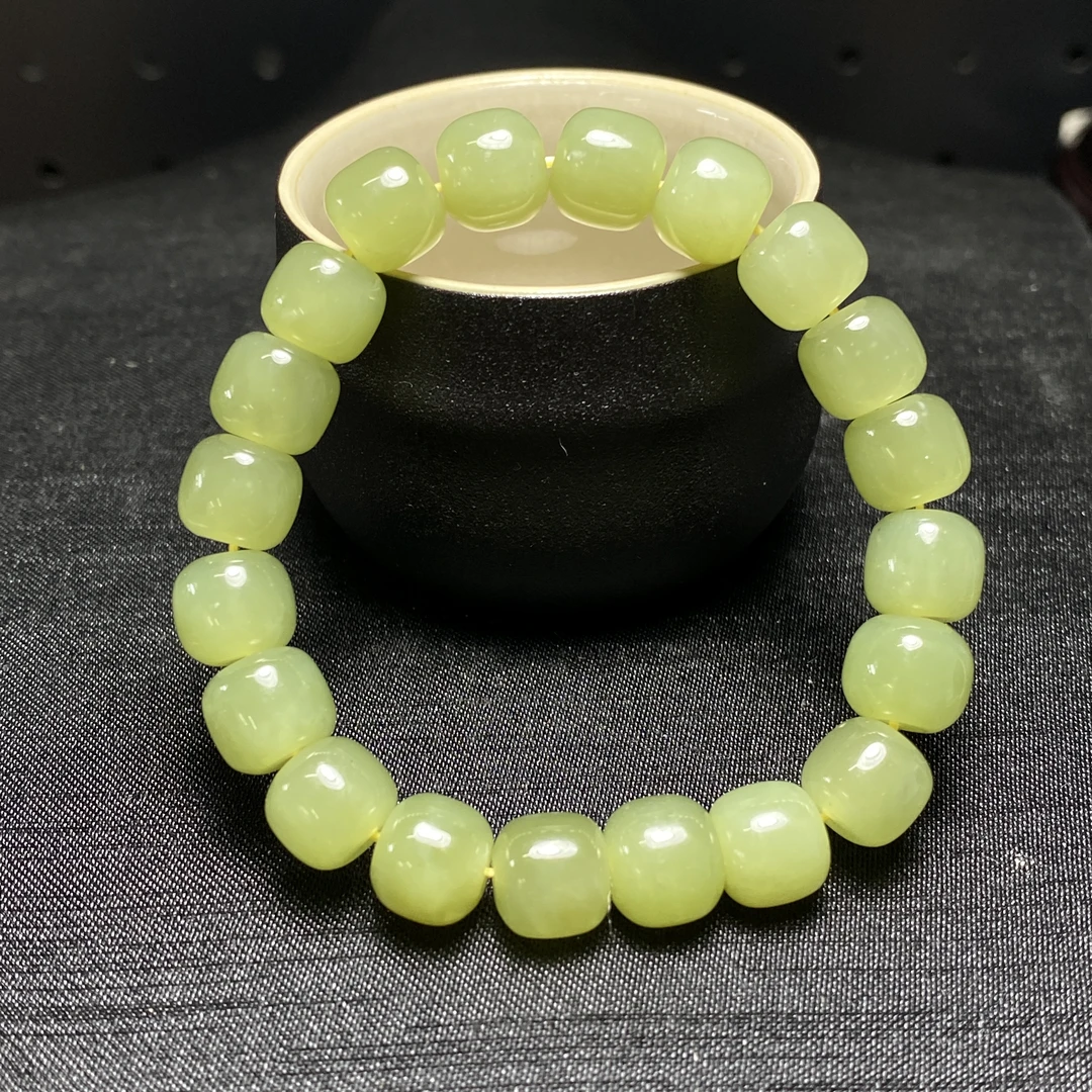 天然和田玉黄口手串老型珠多样性发一