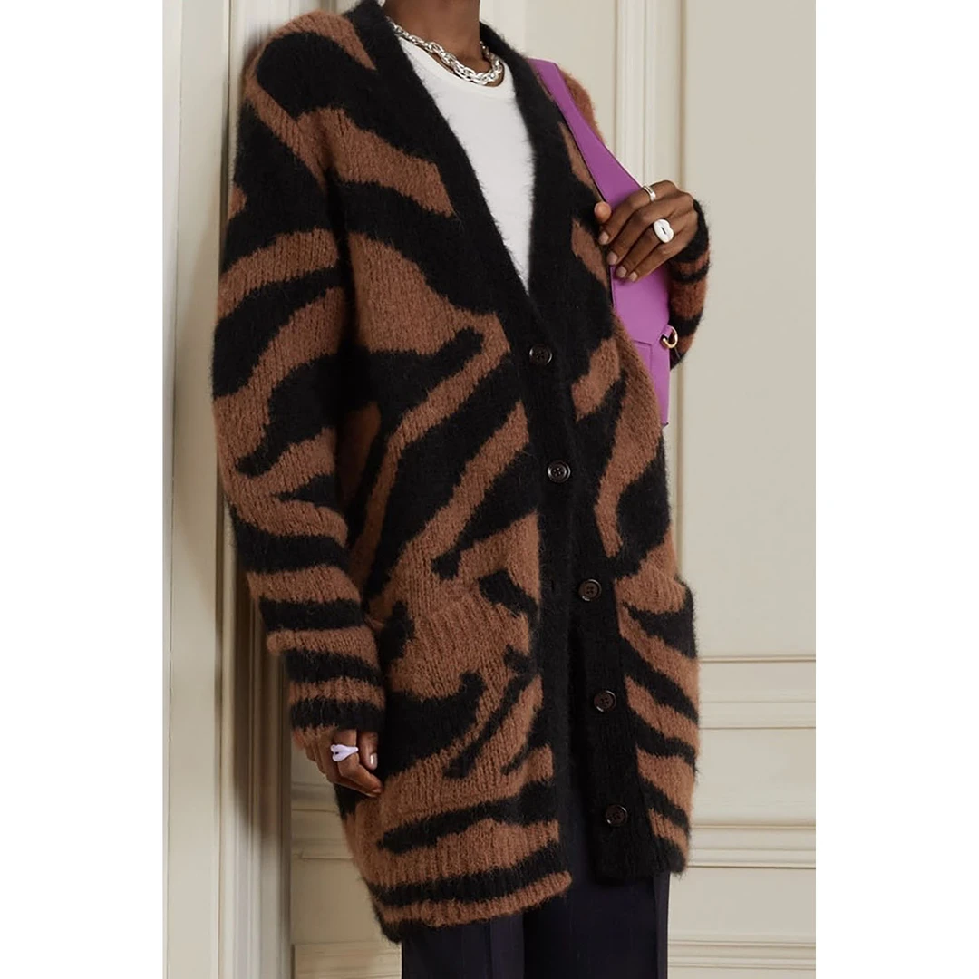 Dries Van Noten 时尚百搭宽松提花针织羊驼毛混纺开襟衫NAP颇特