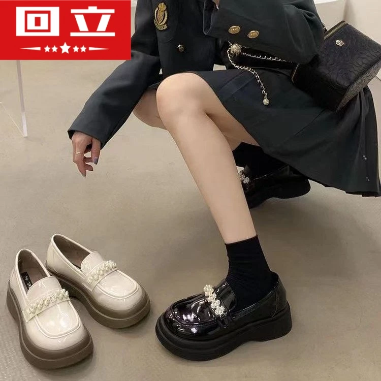【万达撤柜】厚底一脚蹬小皮鞋女春秋新款软底乐福鞋法式百搭单鞋