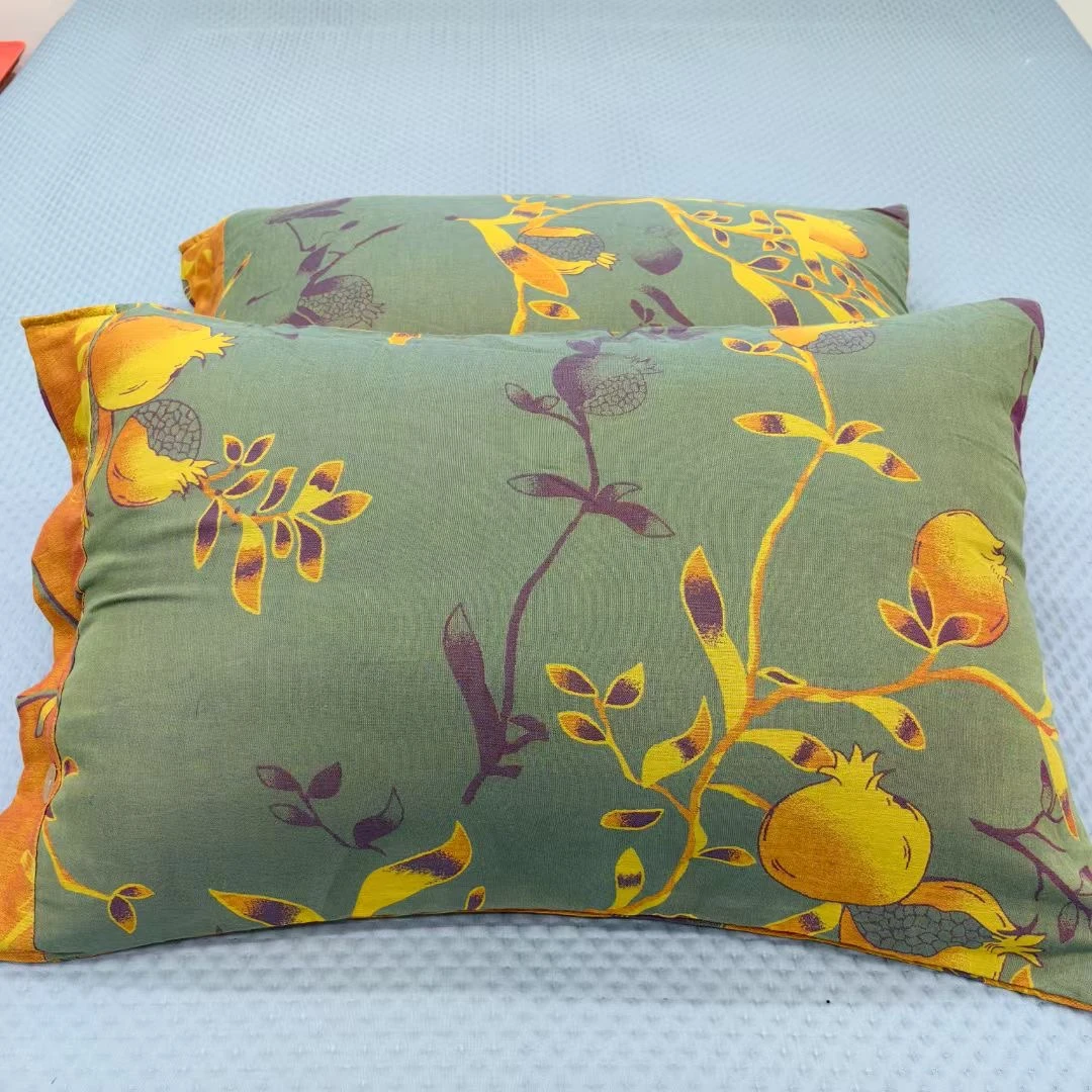 【石榴—枕套纽扣款】 全棉A类色织透气双层纱48*74枕套一对装