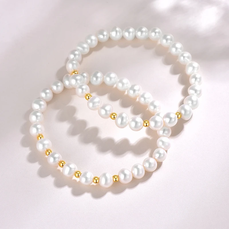 珍珠手链足金金珠弹力绳手串百搭多样性发货送闺蜜