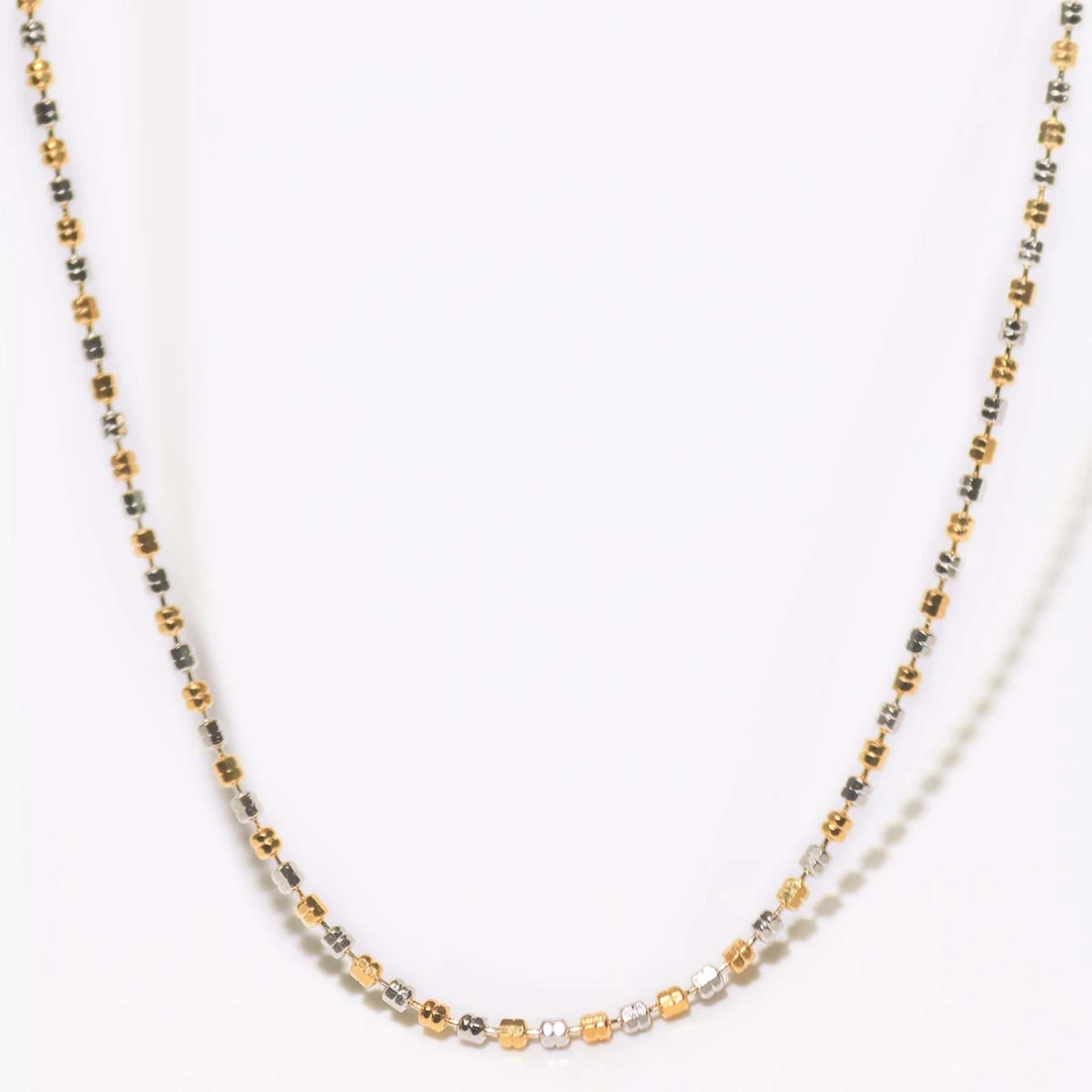 链子925银 项链锁骨彩金色时尚项链车花圆珠链毛衣链