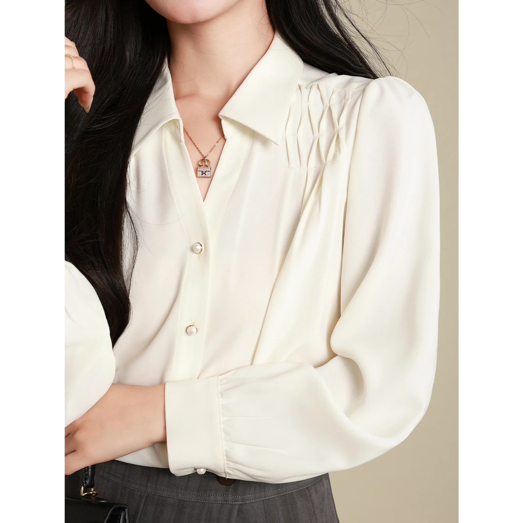 宿本【多见一次】法式衬衫2024年秋季百搭气质小个子上衣1431194CC