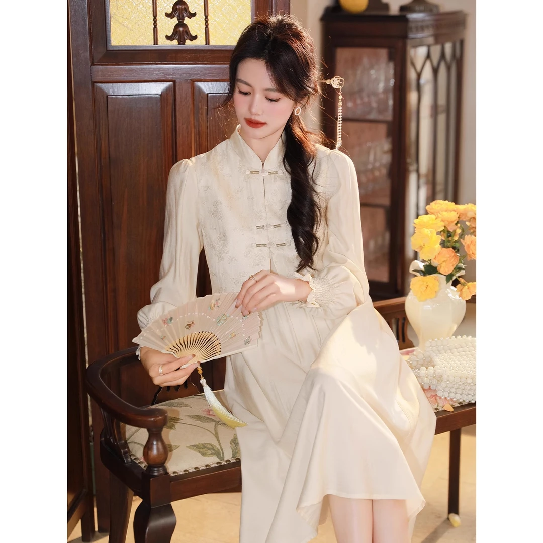 DY【浮生若梦】2024春款新中式国风简约气质显瘦连衣裙1410045LP