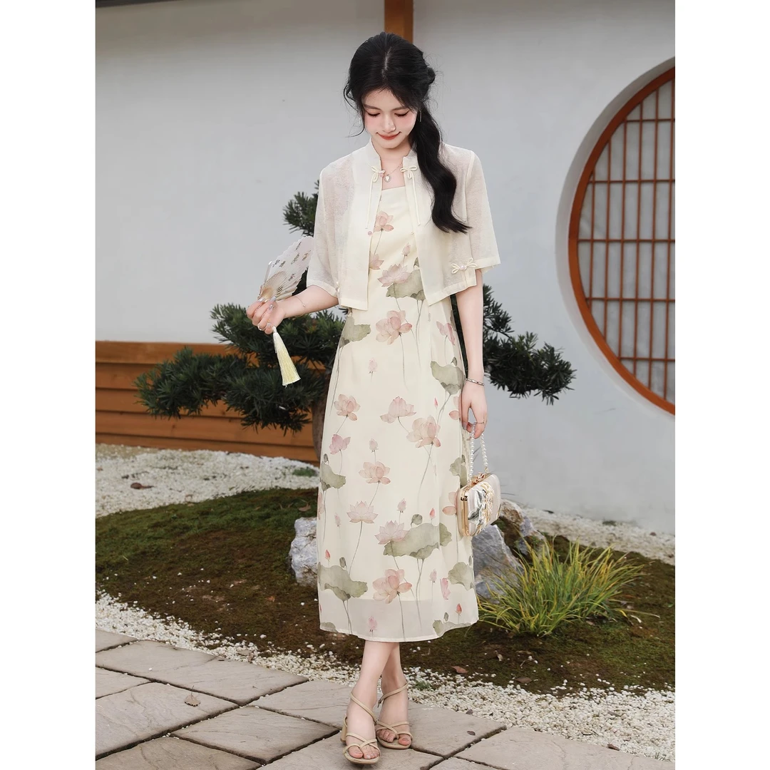 DY【莲花坞】2024夏季新中式国风小衫+吊带裙1420642LP