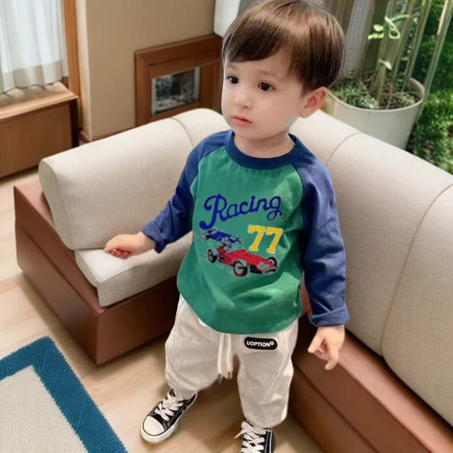 儿童长袖T恤春秋款小童宝宝圆领套头秋季纯棉打底衫男童洋气上衣