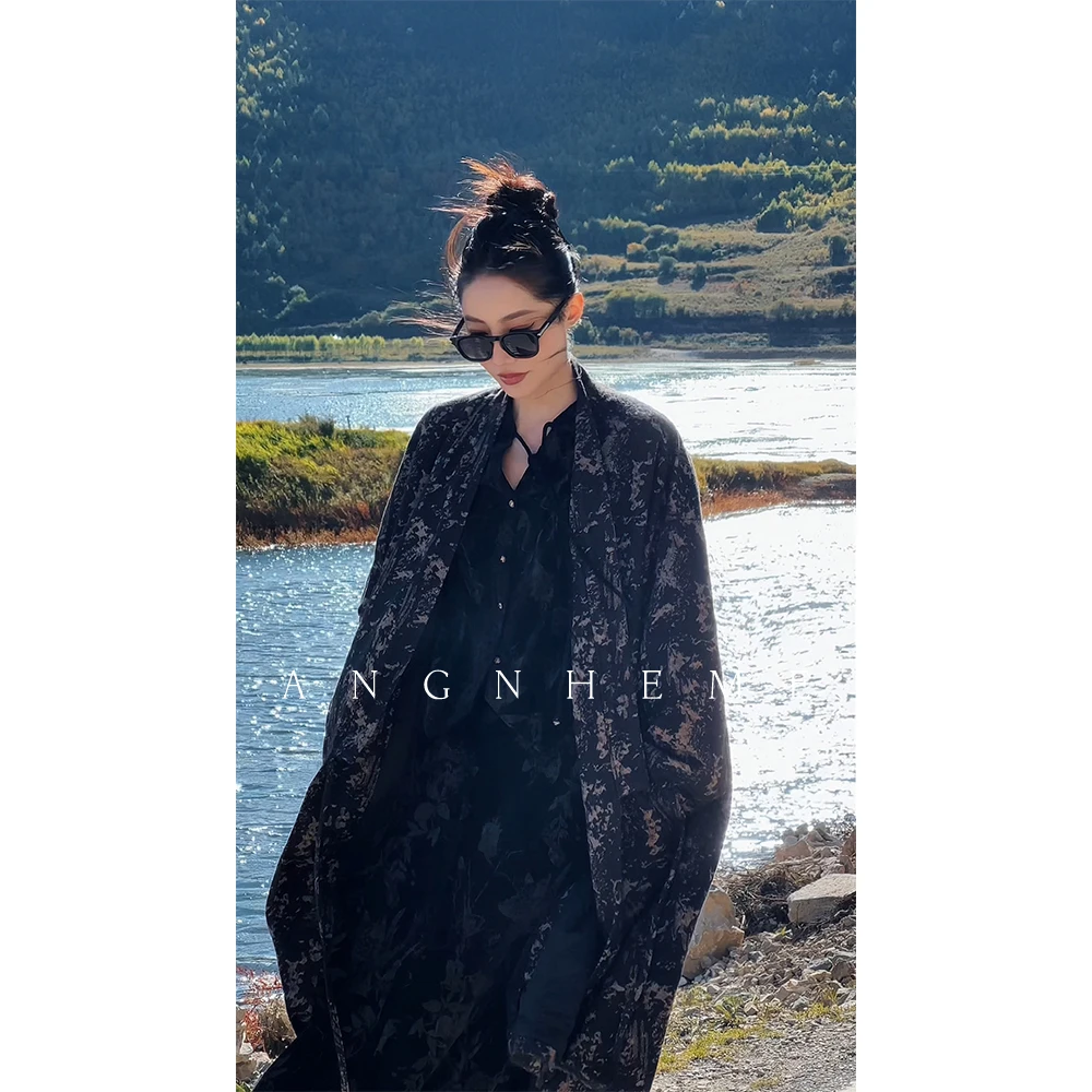 JANGHEMEI【满庭花】绵羊毛设计感松弛感长款外套W26659M44