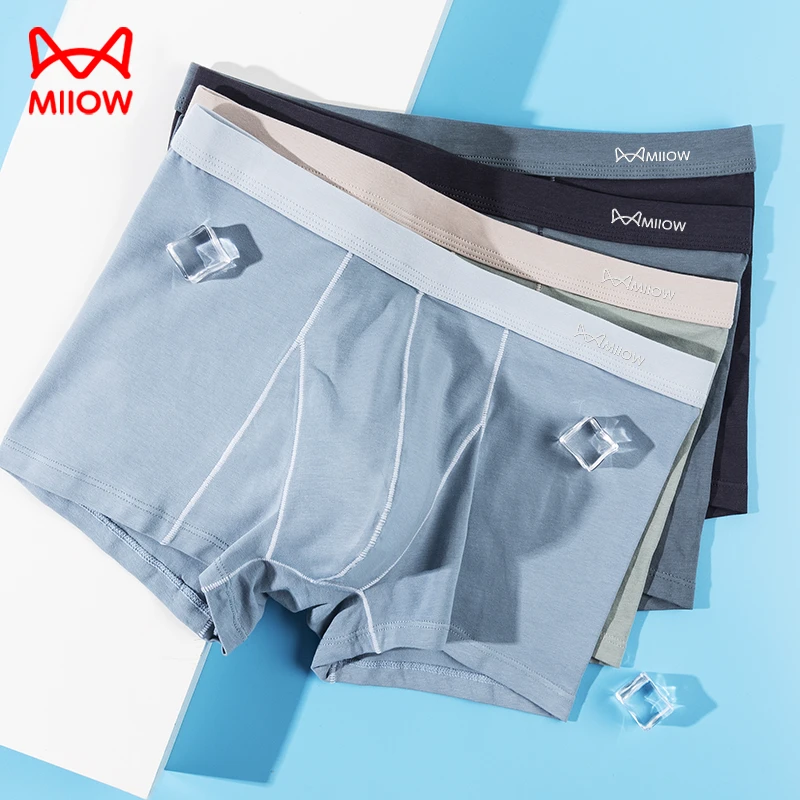 猫人男士内裤7A抗菌高棉夏季薄款中腰舒适透气高弹男款平角内裤