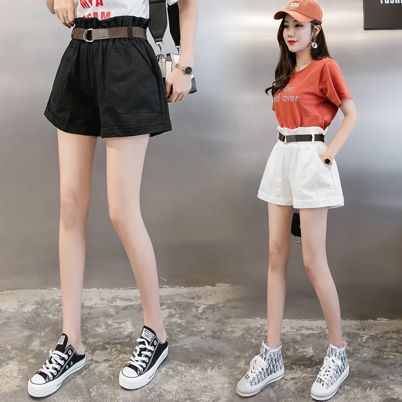 【送腰带】6608#花苞休闲工装卷边短裤高腰女裤宽松显瘦