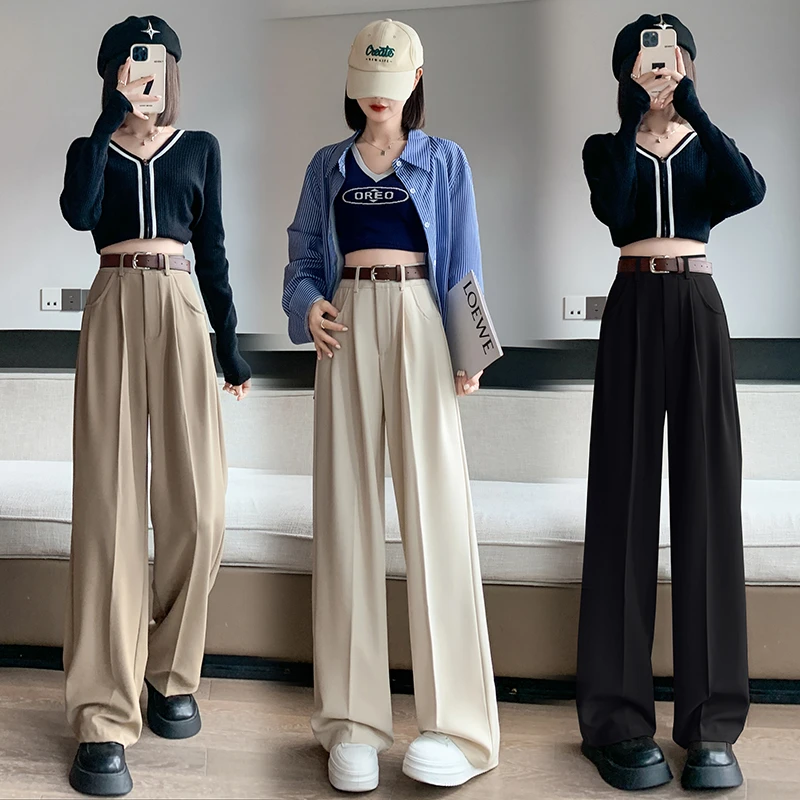 【送腰带】9931#高阶垂顺设计感西装阔腿裤女春季新款高腰垂感裤