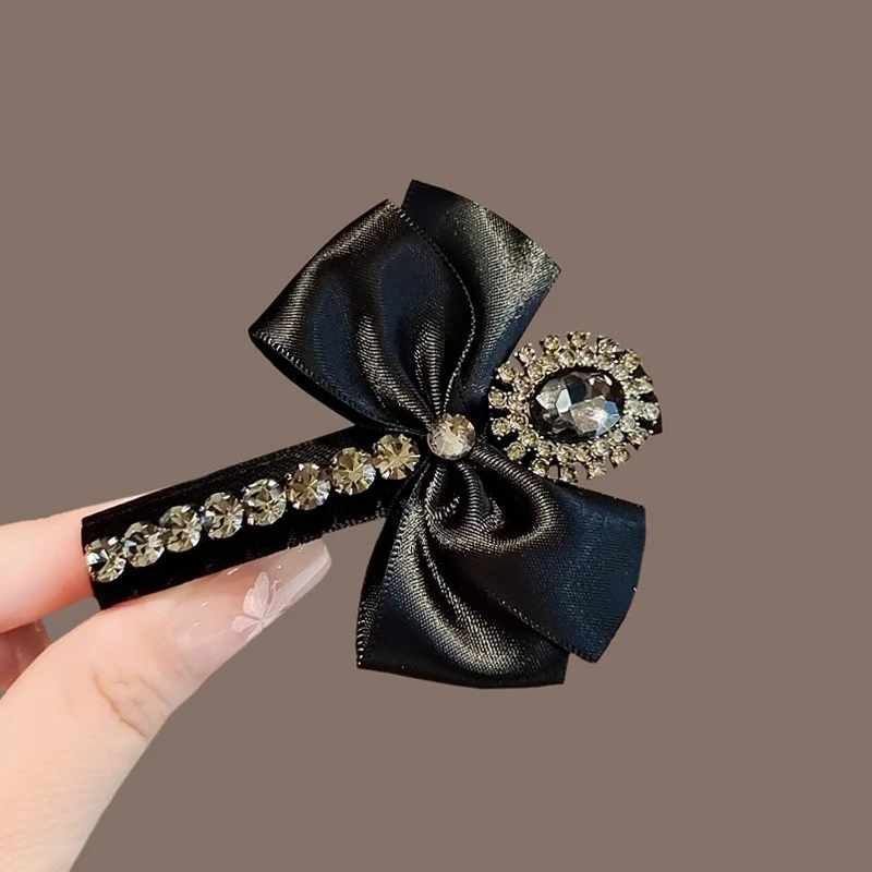 罗太太韩国东大门时尚水钻蝴蝶结发夹女气质刘海精致夹发卡头饰