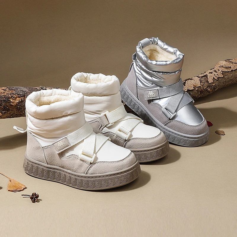 Kappa kids新款冬季加绒时尚保暖运动休闲男女孩童鞋棉鞋雪地鞋七