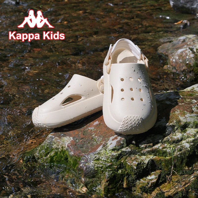 Kappa Kids卡帕洞洞鞋儿童鞋子中大童拖鞋包头防踢男女童沙滩凉鞋