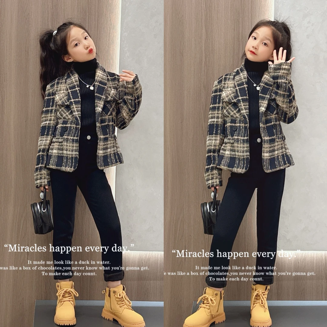 女童烟管裤春秋款2024新款洋气显瘦时尚网红显瘦百搭修身牛仔裤