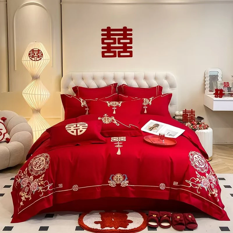 【家有囍事/喜结连理】简约高端中式婚房大红色绣花喜被加厚松弛感