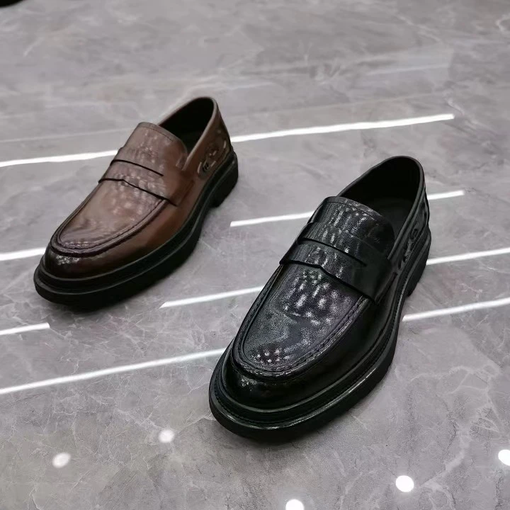 男士新款真皮商务套脚休闲皮鞋百搭舒服男鞋软底英伦时尚透气