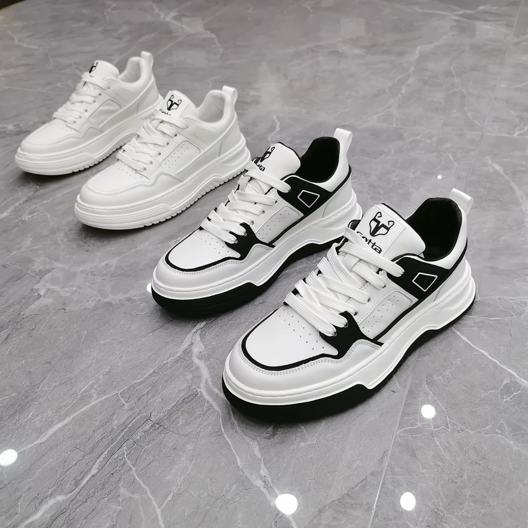 舒适真皮软底运动老爹鞋百搭白色潮鞋厚底潮流透气韩版时尚男士
