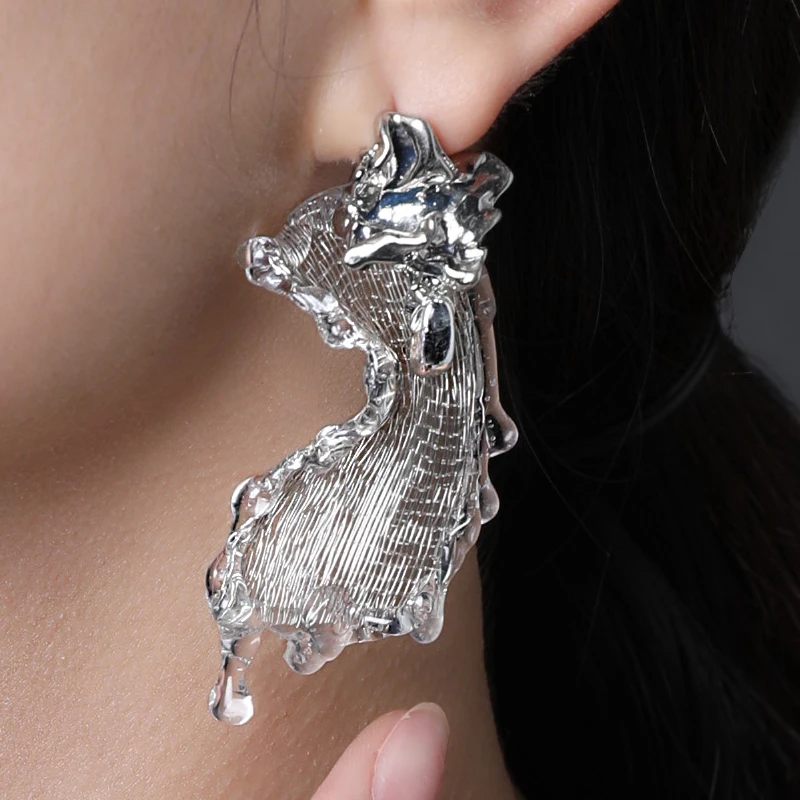 铜合金耳饰 ATRIAL SENSING设计师时尚小众精致气质银色天使耳环